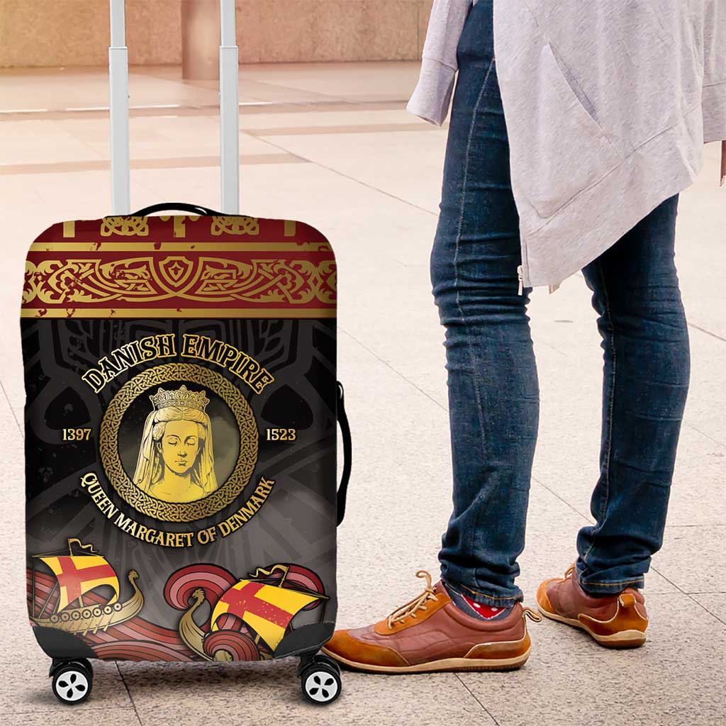 Danish Empire Luggage Cover Kalmar Union With Viking Patterns - Wonder Print Shop