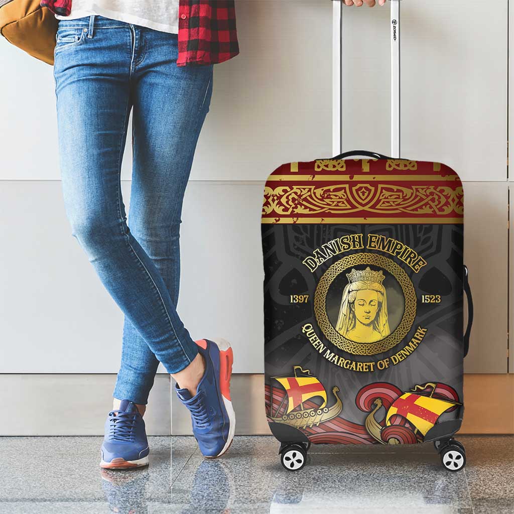 Danish Empire Luggage Cover Kalmar Union With Viking Patterns - Wonder Print Shop