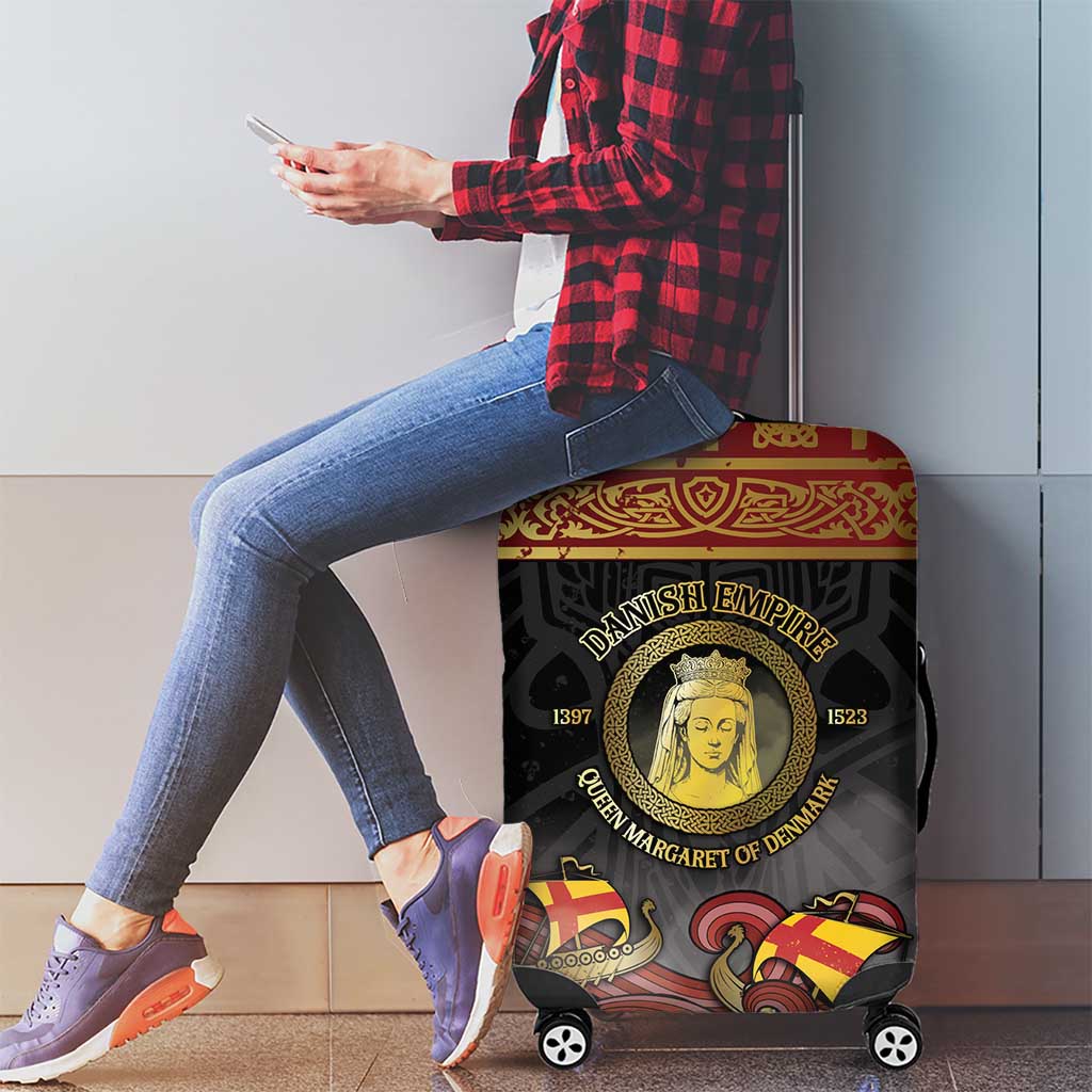 Danish Empire Luggage Cover Kalmar Union With Viking Patterns - Wonder Print Shop
