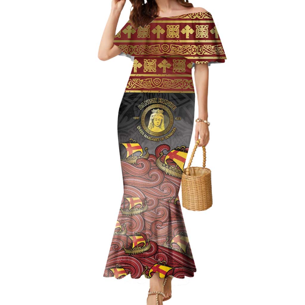 Danish Empire Mermaid Dress Kalmar Union With Viking Patterns - Wonder Print Shop