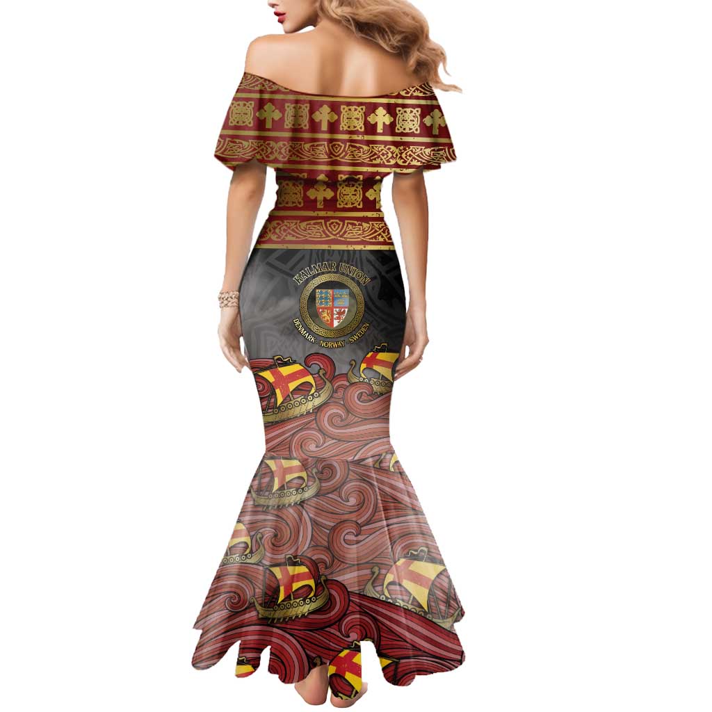 Danish Empire Mermaid Dress Kalmar Union With Viking Patterns - Wonder Print Shop