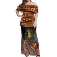 Danish Empire Off Shoulder Maxi Dress Kalmar Union With Viking Patterns - Wonder Print Shop