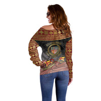 Danish Empire Off Shoulder Sweater Kalmar Union With Viking Patterns - Wonder Print Shop