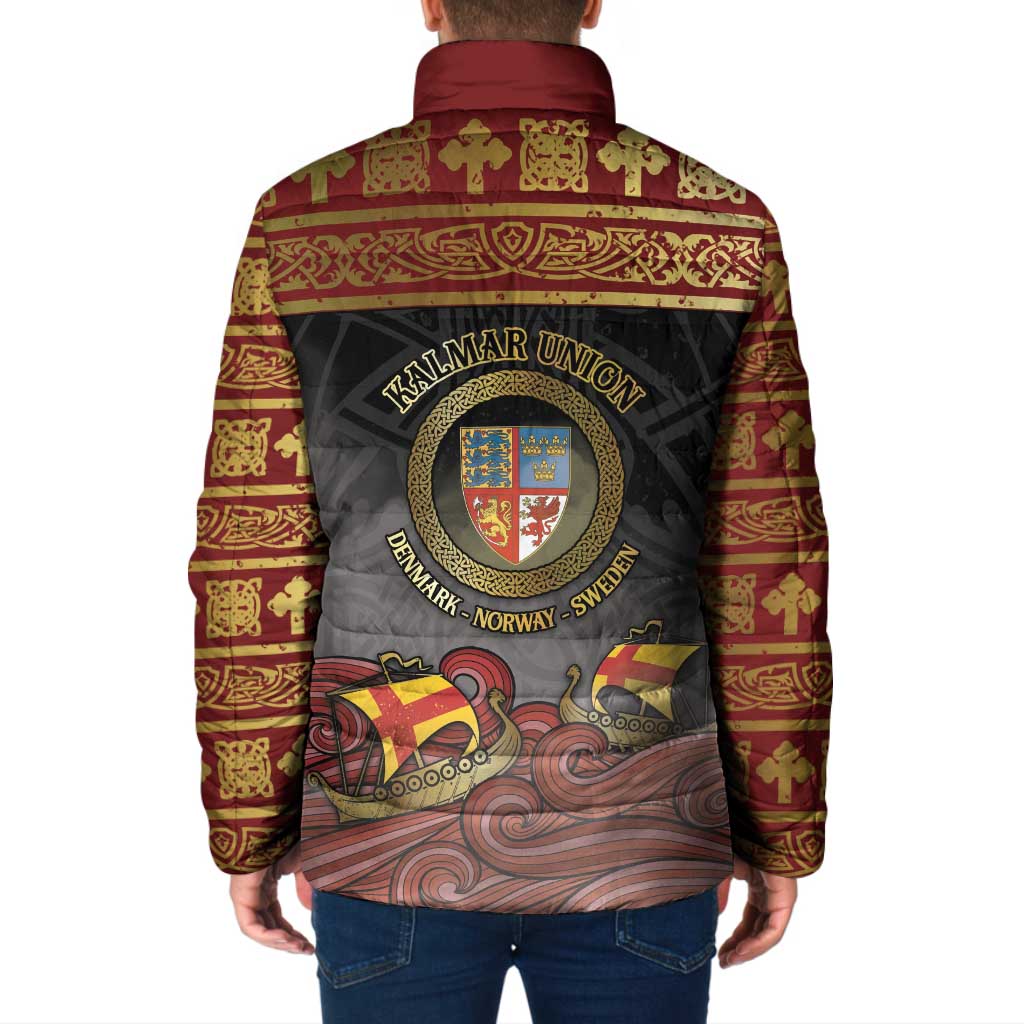 Danish Empire Padded Jacket Kalmar Union With Viking Patterns - Wonder Print Shop