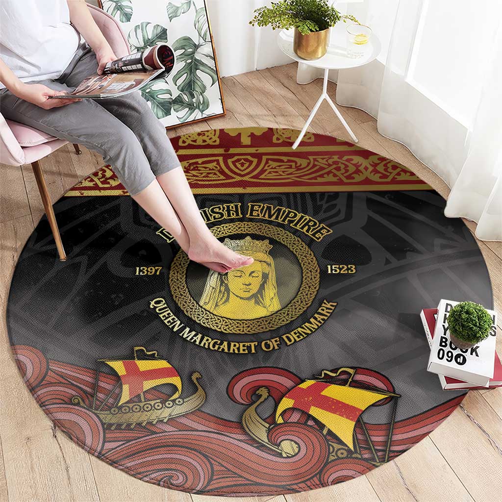 Danish Empire Round Carpet Kalmar Union With Viking Patterns - Wonder Print Shop