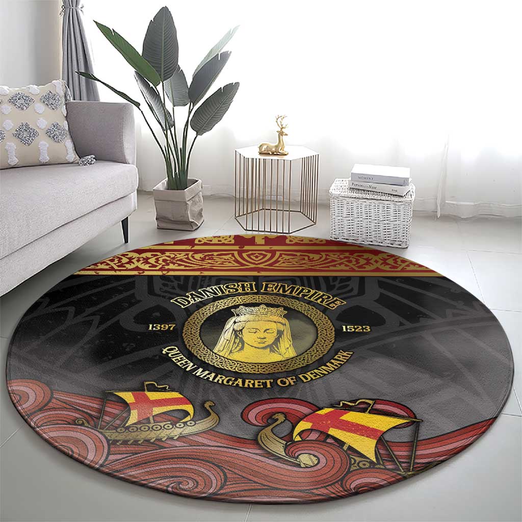 Danish Empire Round Carpet Kalmar Union With Viking Patterns - Wonder Print Shop