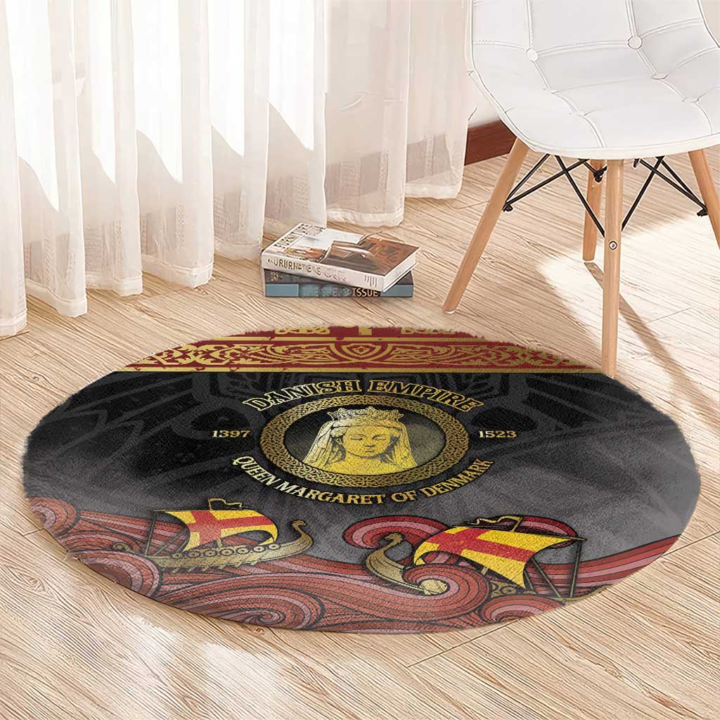 Danish Empire Round Carpet Kalmar Union With Viking Patterns - Wonder Print Shop
