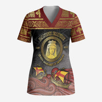 Danish Empire Scrub Top Kalmar Union With Viking Patterns - Wonder Print Shop