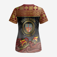Danish Empire Scrub Top Kalmar Union With Viking Patterns - Wonder Print Shop