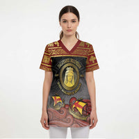 Danish Empire Scrub Top Kalmar Union With Viking Patterns - Wonder Print Shop