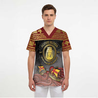 Danish Empire Scrub Top Kalmar Union With Viking Patterns - Wonder Print Shop