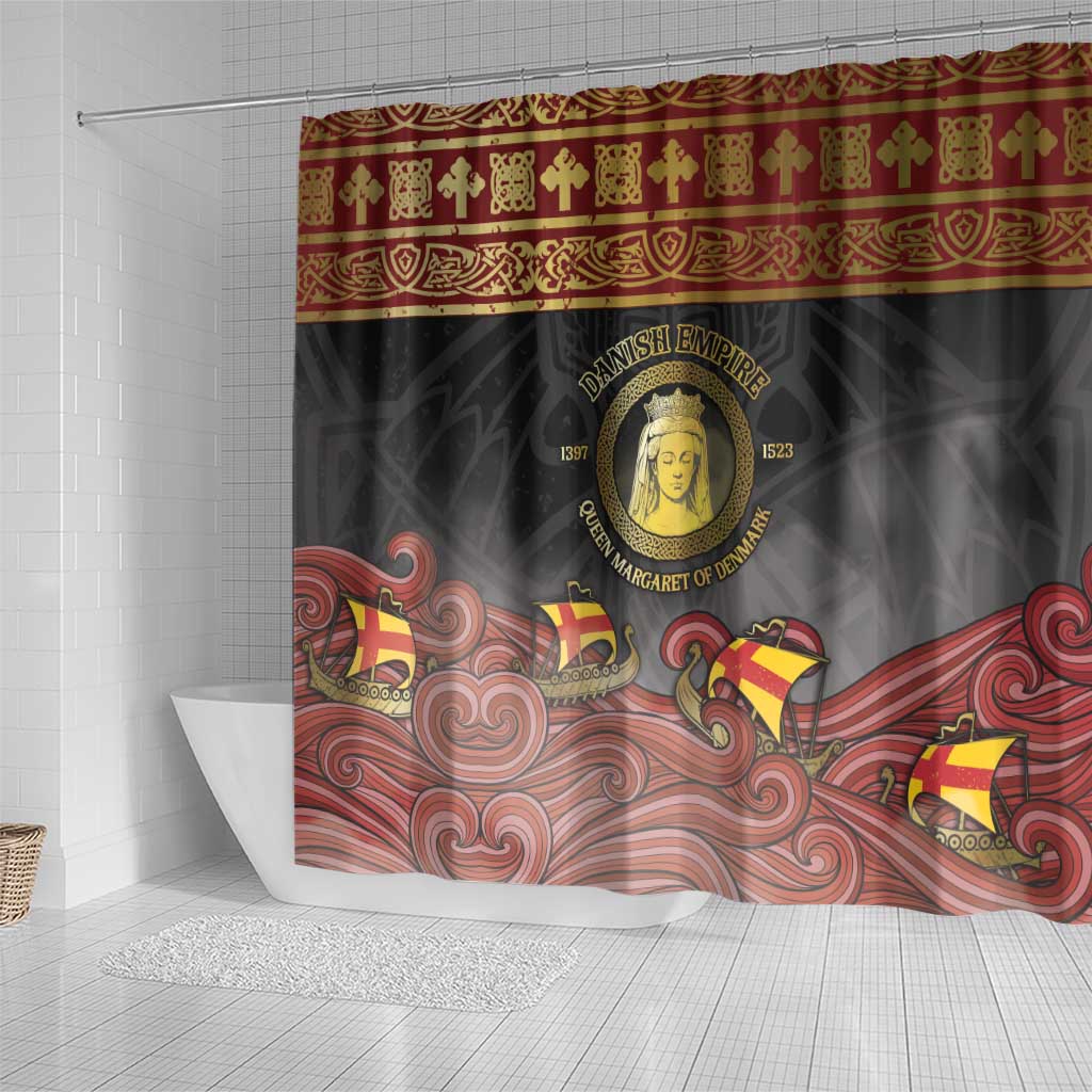 Danish Empire Shower Curtain Kalmar Union With Viking Patterns - Wonder Print Shop