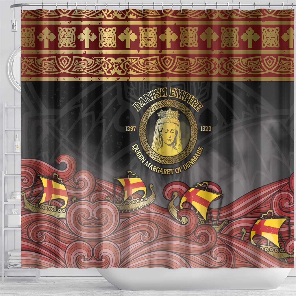 Danish Empire Shower Curtain Kalmar Union With Viking Patterns - Wonder Print Shop