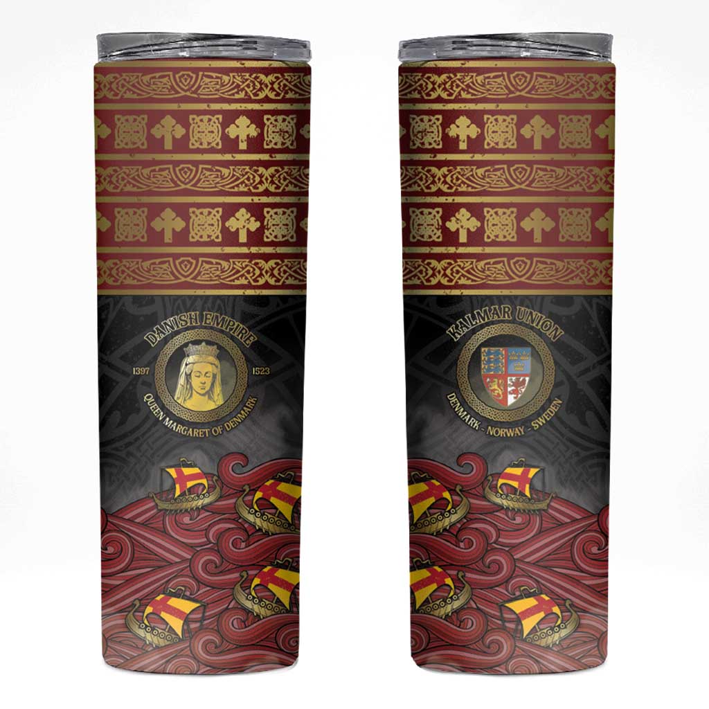 Danish Empire Skinny Tumbler Kalmar Union With Viking Patterns - Wonder Print Shop