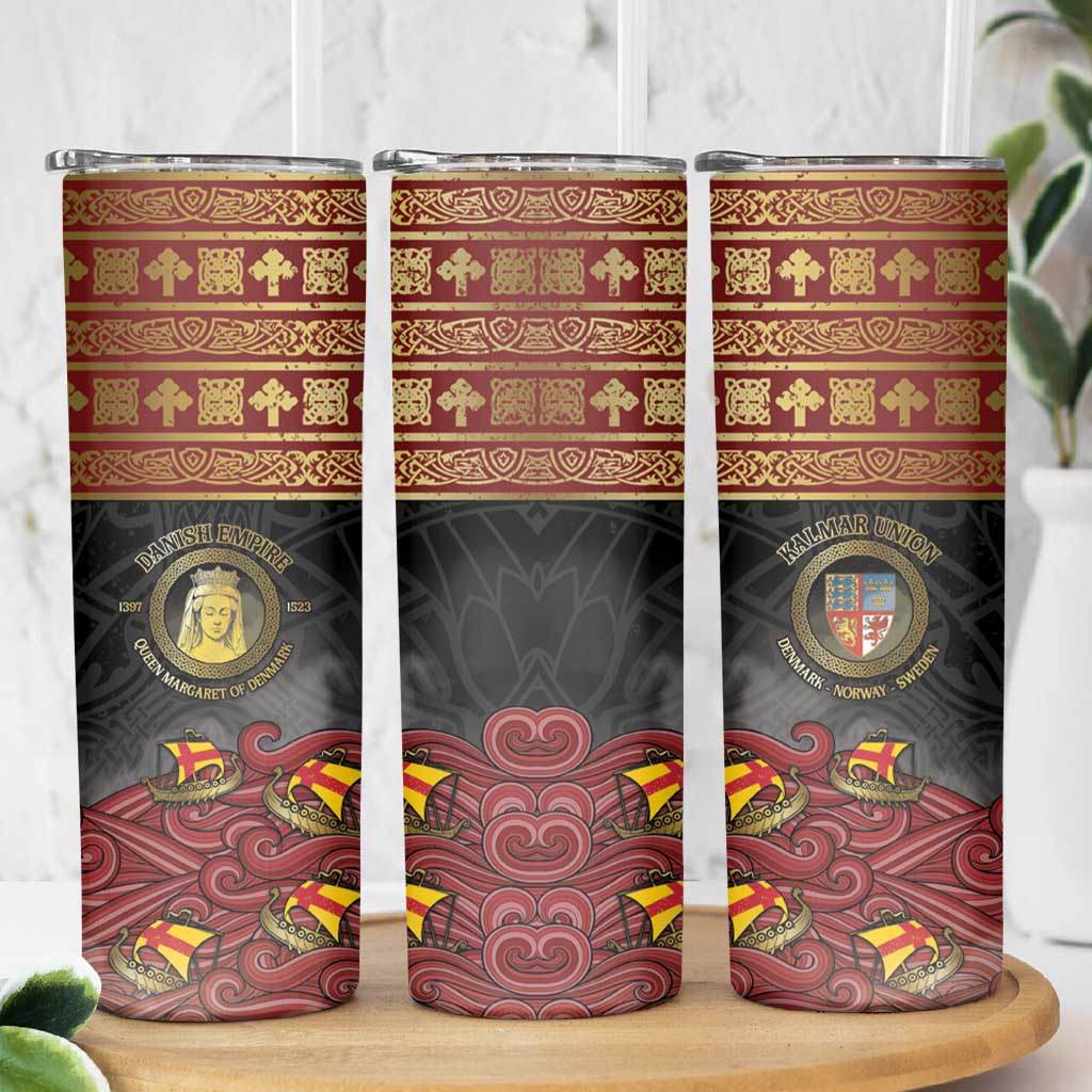 Danish Empire Skinny Tumbler Kalmar Union With Viking Patterns - Wonder Print Shop
