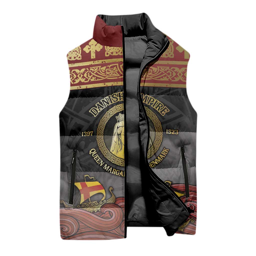 Danish Empire Sleeveless Puffer Jacket Kalmar Union With Viking Patterns - Wonder Print Shop