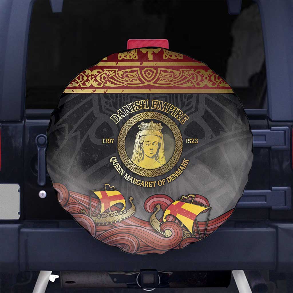 Danish Empire Spare Tire Cover Kalmar Union With Viking Patterns - Wonder Print Shop