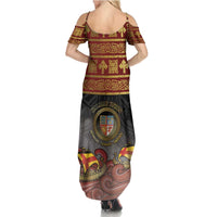 Danish Empire Summer Maxi Dress Kalmar Union With Viking Patterns - Wonder Print Shop