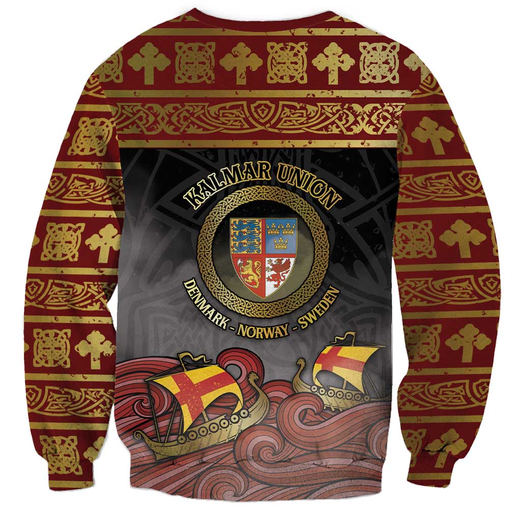 Danish Empire Sweatshirt Kalmar Union With Viking Patterns - Wonder Print Shop