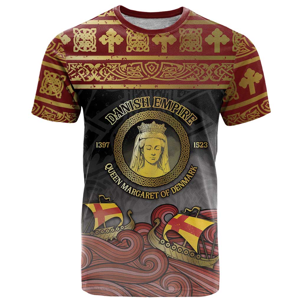 Danish Empire T Shirt Kalmar Union With Viking Patterns - Wonder Print Shop