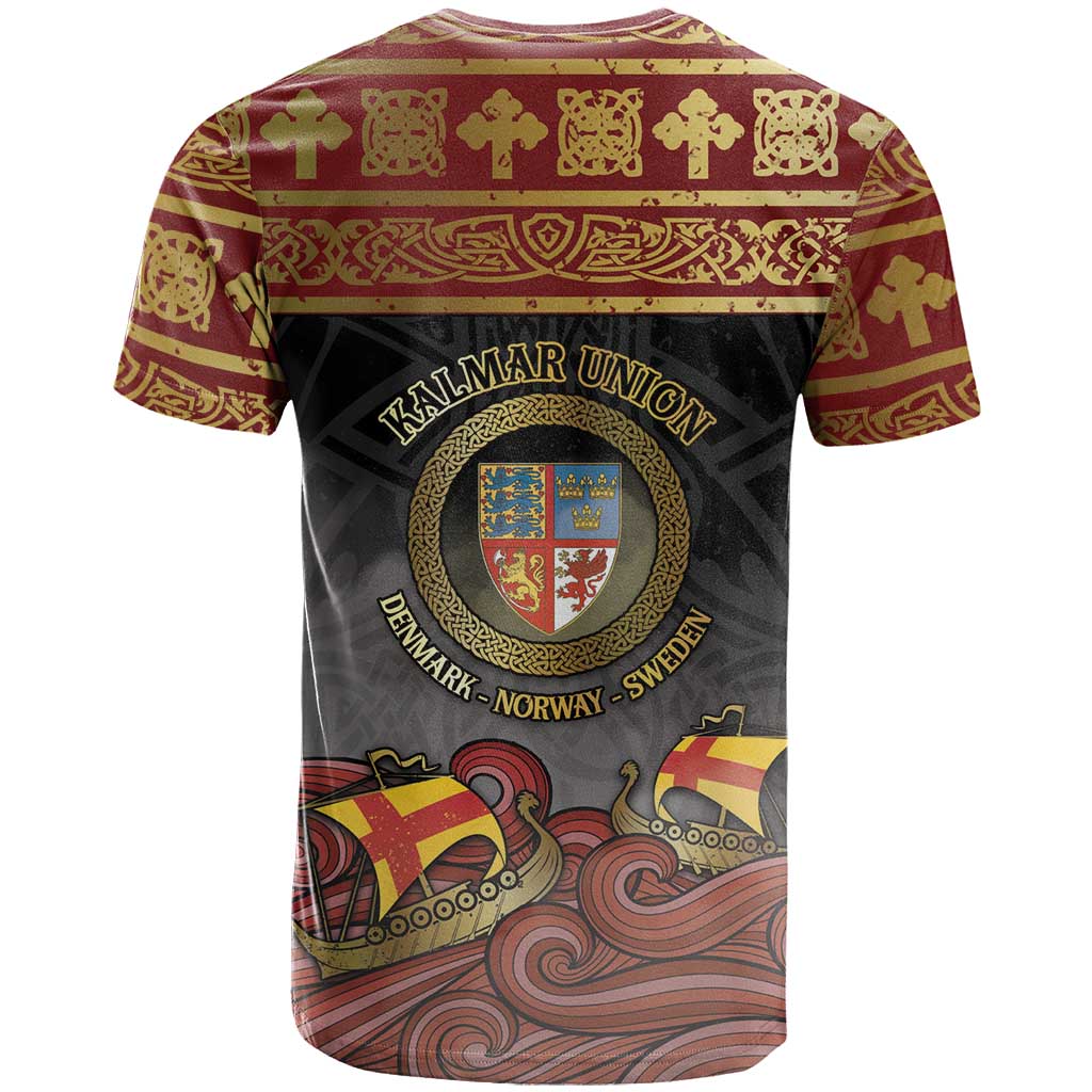 Danish Empire T Shirt Kalmar Union With Viking Patterns - Wonder Print Shop