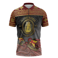 Danish Empire Zipper Polo Shirt Kalmar Union With Viking Patterns - Wonder Print Shop