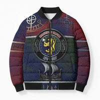 Personalized Norwegian Empire Bomber Puffer Jacket Ancient Viking Patterns - Wonder Print Shop