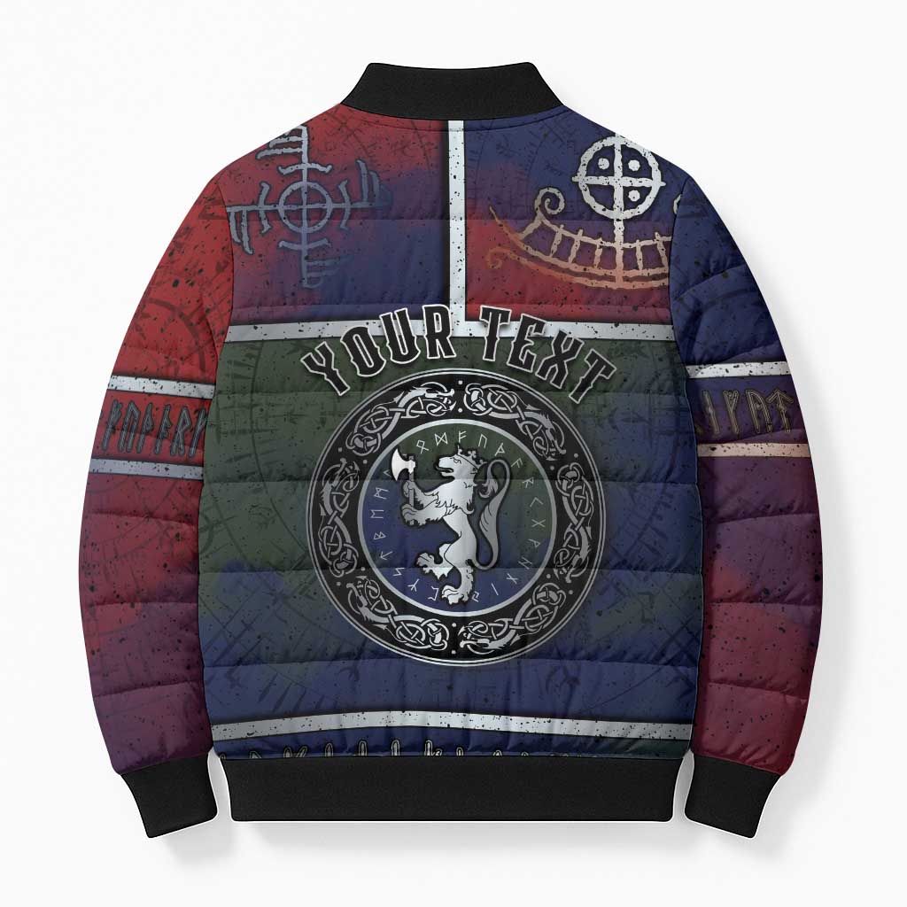 Personalized Norwegian Empire Bomber Puffer Jacket Ancient Viking Patterns - Wonder Print Shop