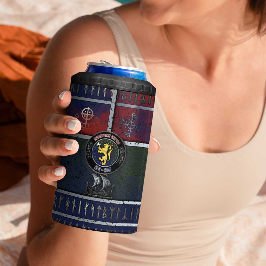 Personalized Norwegian Empire 4 in 1 Can Cooler Tumbler Ancient Viking Patterns - Wonder Print Shop