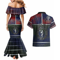Personalized Norwegian Empire Couples Matching Mermaid Dress and Hawaiian Shirt Ancient Viking Patterns - Wonder Print Shop