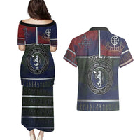 Personalized Norwegian Empire Couples Matching Puletasi and Hawaiian Shirt Ancient Viking Patterns - Wonder Print Shop