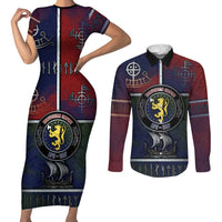 Personalized Norwegian Empire Couples Matching Short Sleeve Bodycon Dress and Long Sleeve Button Shirt Ancient Viking Patterns - Wonder Print Shop