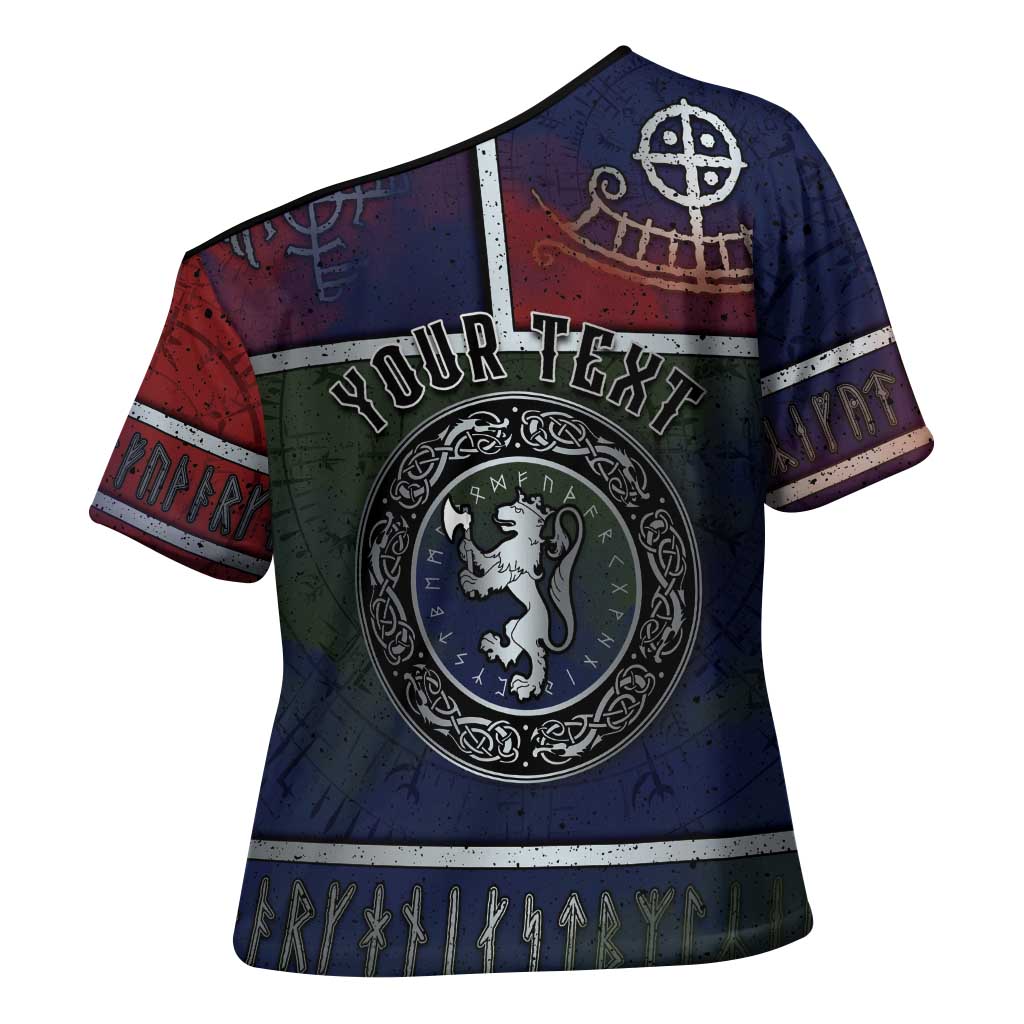 Personalized Norwegian Empire Cross Shoulder Shirt Ancient Viking Patterns - Wonder Print Shop