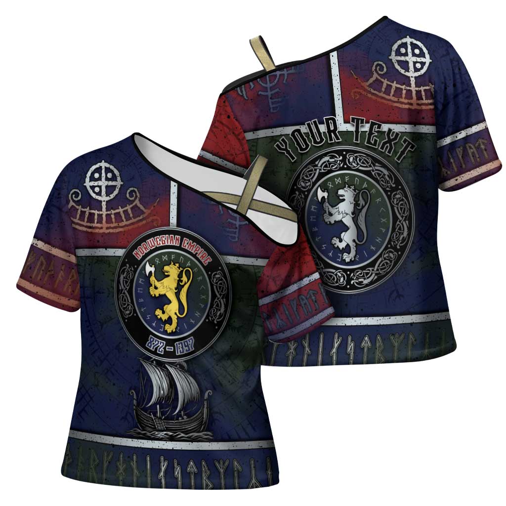 Personalized Norwegian Empire Cross Shoulder Shirt Ancient Viking Patterns - Wonder Print Shop