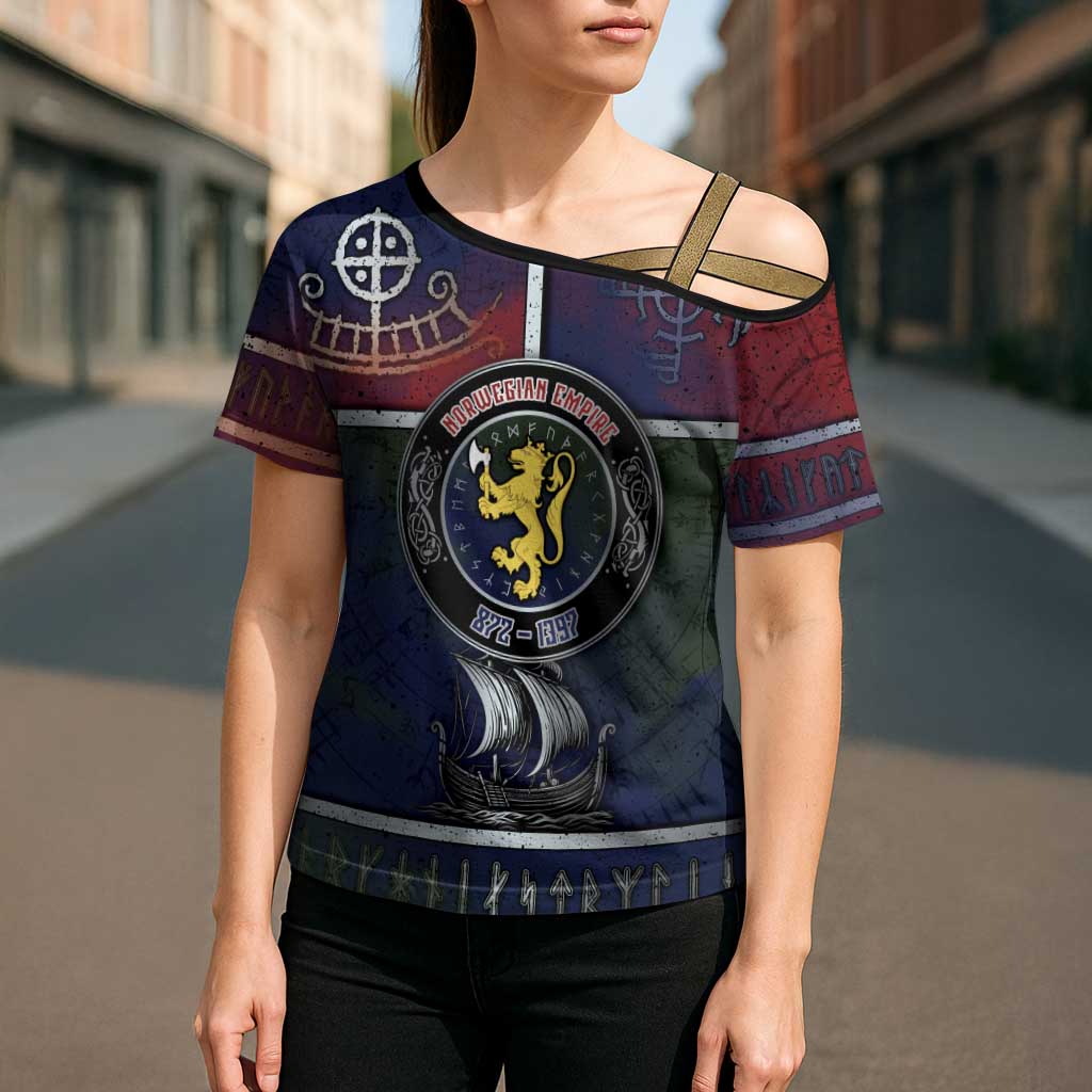 Personalized Norwegian Empire Cross Shoulder Shirt Ancient Viking Patterns - Wonder Print Shop