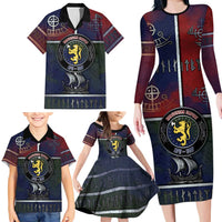 Personalized Norwegian Empire Family Matching Long Sleeve Bodycon Dress and Hawaiian Shirt Ancient Viking Patterns - Wonder Print Shop
