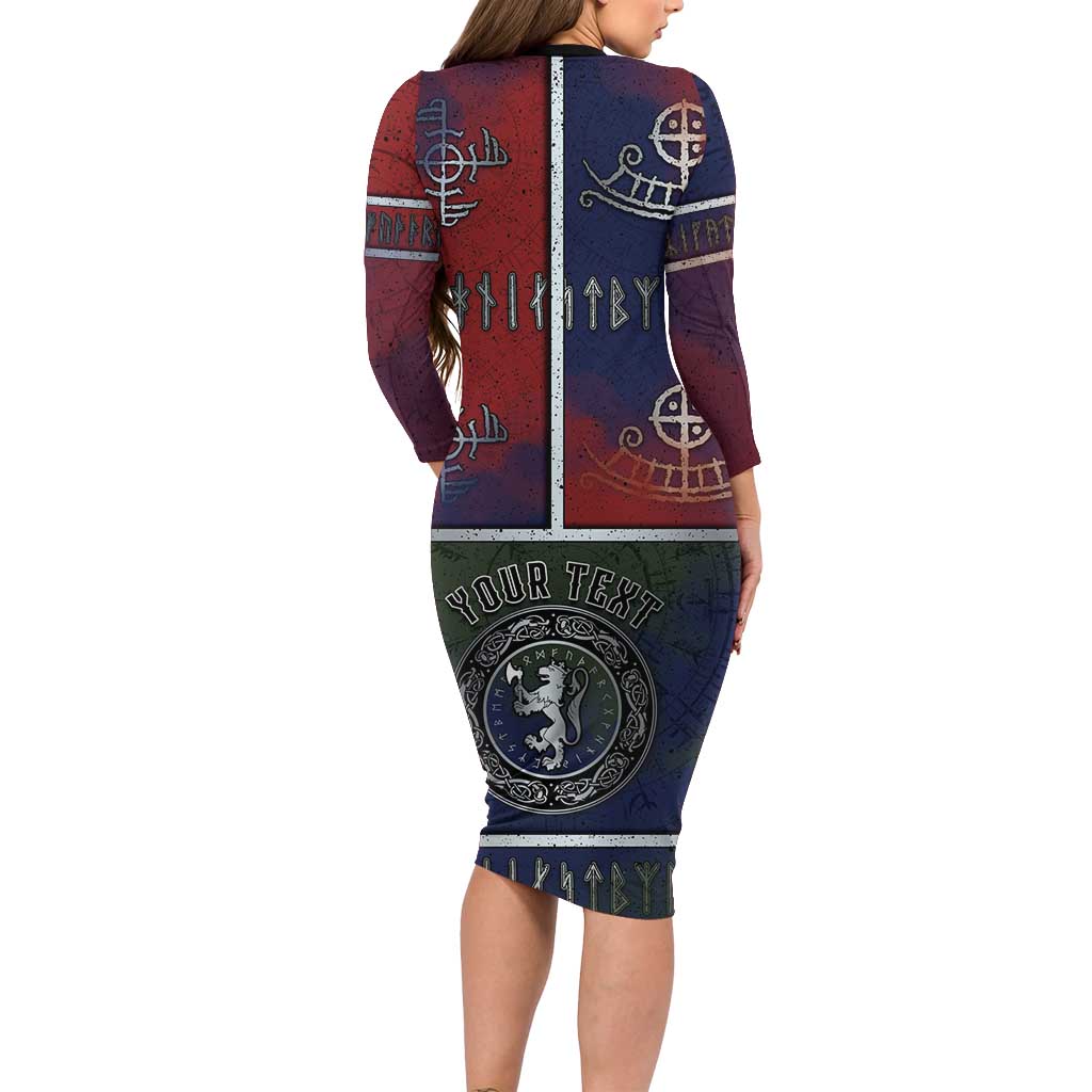 Personalized Norwegian Empire Family Matching Long Sleeve Bodycon Dress and Hawaiian Shirt Ancient Viking Patterns - Wonder Print Shop