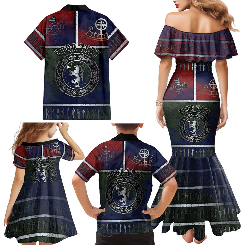 Personalized Norwegian Empire Family Matching Mermaid Dress and Hawaiian Shirt Ancient Viking Patterns - Wonder Print Shop