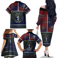 Personalized Norwegian Empire Family Matching Off The Shoulder Long Sleeve Dress and Hawaiian Shirt Ancient Viking Patterns - Wonder Print Shop