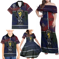 Personalized Norwegian Empire Family Matching Off Shoulder Maxi Dress and Hawaiian Shirt Ancient Viking Patterns - Wonder Print Shop