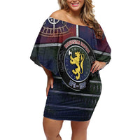 Personalized Norwegian Empire Family Matching Off Shoulder Short Dress and Hawaiian Shirt Ancient Viking Patterns - Wonder Print Shop