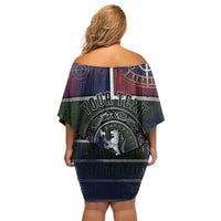 Personalized Norwegian Empire Family Matching Off Shoulder Short Dress and Hawaiian Shirt Ancient Viking Patterns - Wonder Print Shop