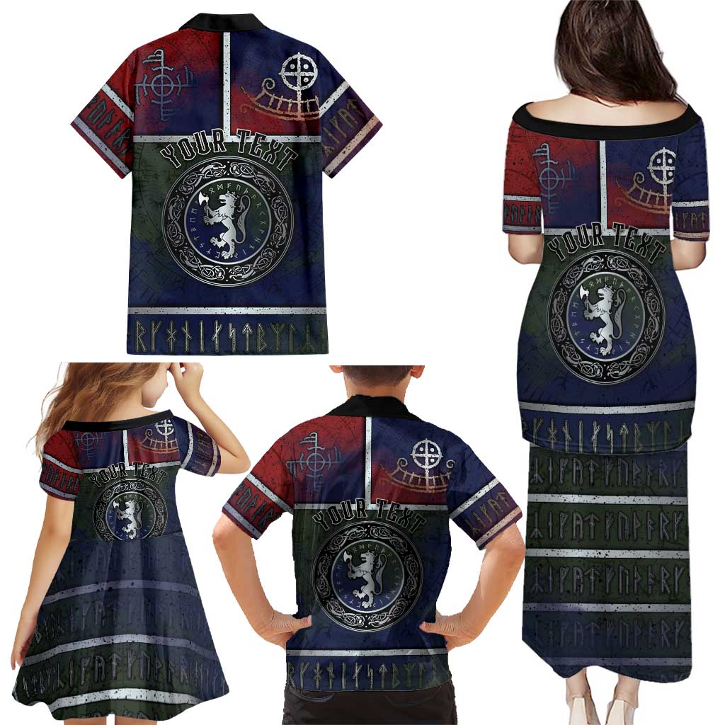 Personalized Norwegian Empire Family Matching Puletasi and Hawaiian Shirt Ancient Viking Patterns - Wonder Print Shop