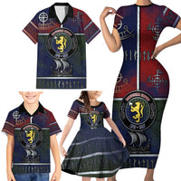 Personalized Norwegian Empire Family Matching Short Sleeve Bodycon Dress and Hawaiian Shirt Ancient Viking Patterns - Wonder Print Shop