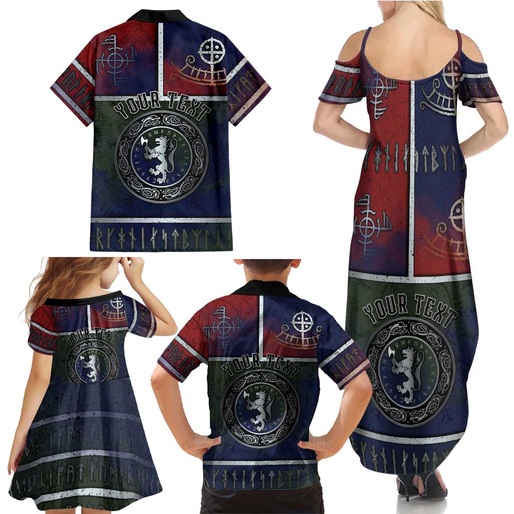 Personalized Norwegian Empire Family Matching Summer Maxi Dress and Hawaiian Shirt Ancient Viking Patterns - Wonder Print Shop
