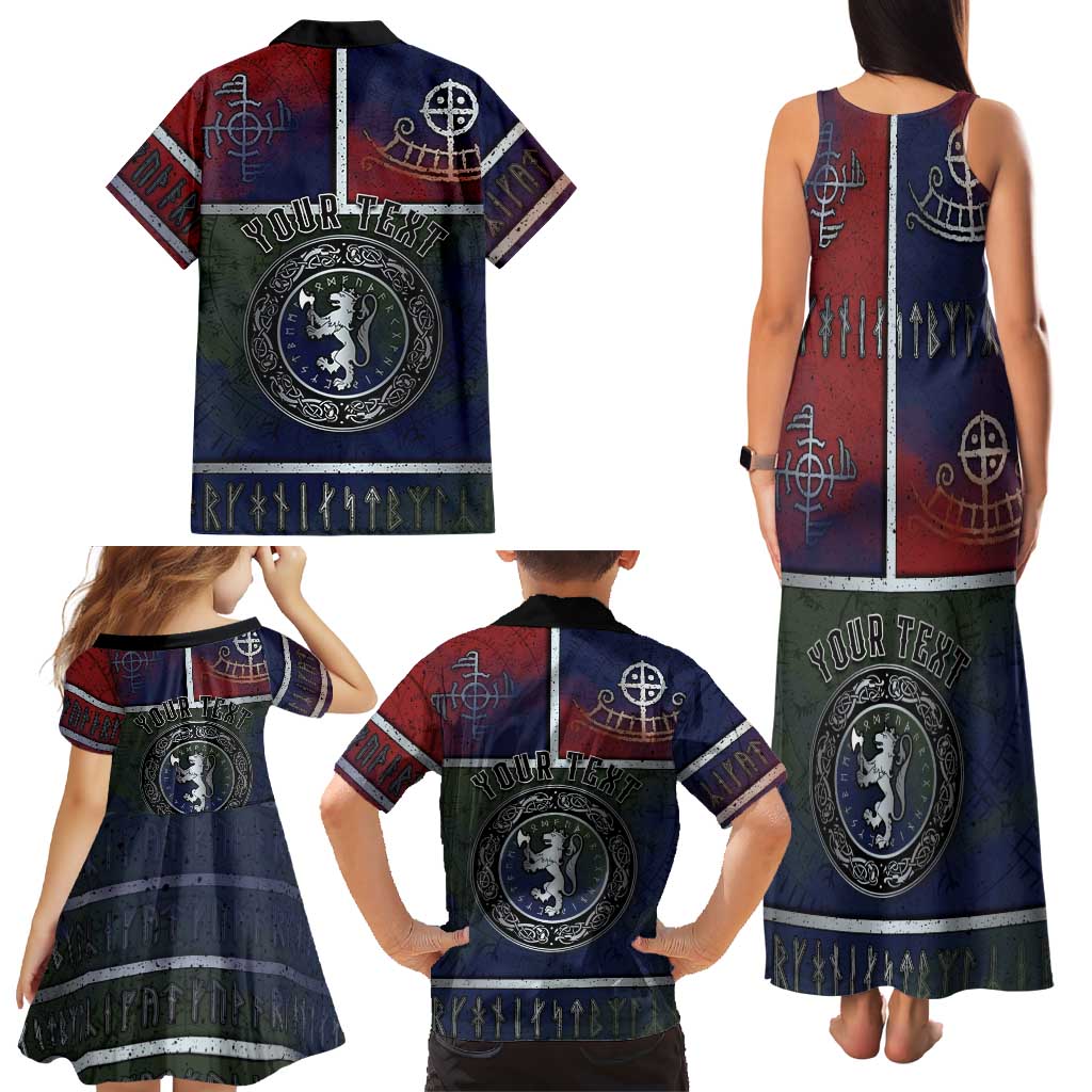 Personalized Norwegian Empire Family Matching Tank Maxi Dress and Hawaiian Shirt Ancient Viking Patterns - Wonder Print Shop