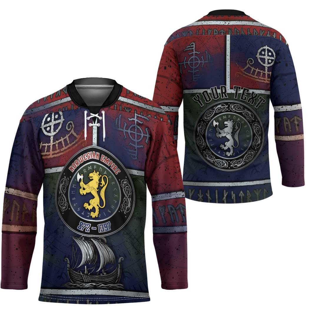 Personalized Norwegian Empire Hockey Jersey Ancient Viking Patterns - Wonder Print Shop