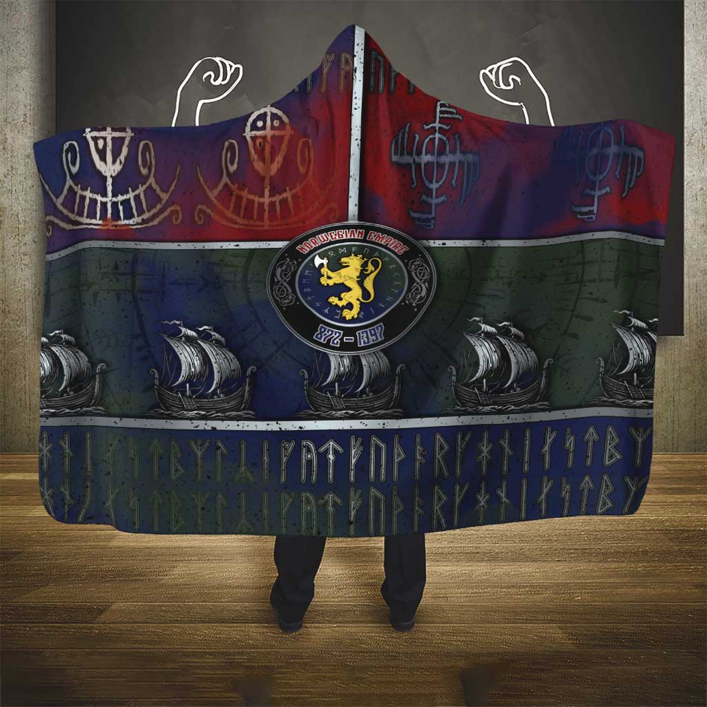 Norwegian Empire Hooded Blanket Ancient Viking Patterns - Wonder Print Shop