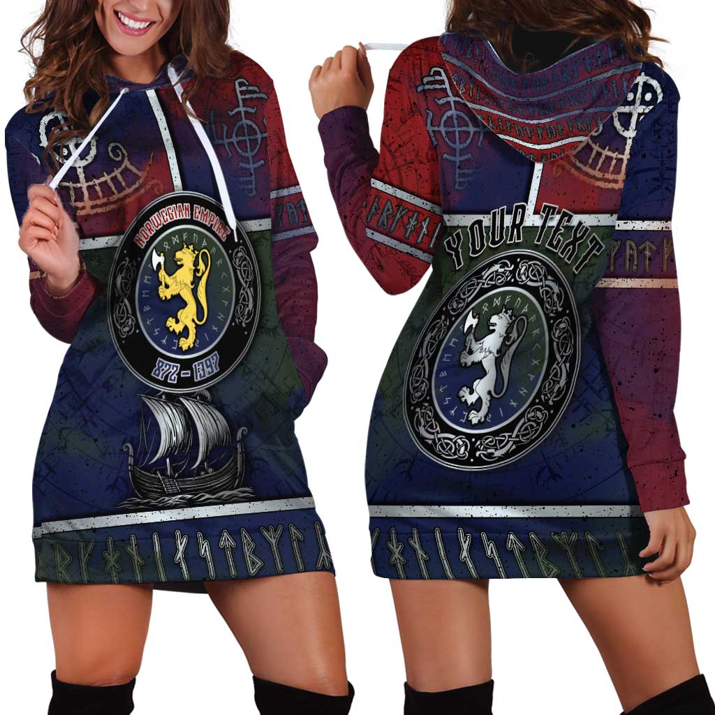 Personalized Norwegian Empire Hoodie Dress Ancient Viking Patterns - Wonder Print Shop