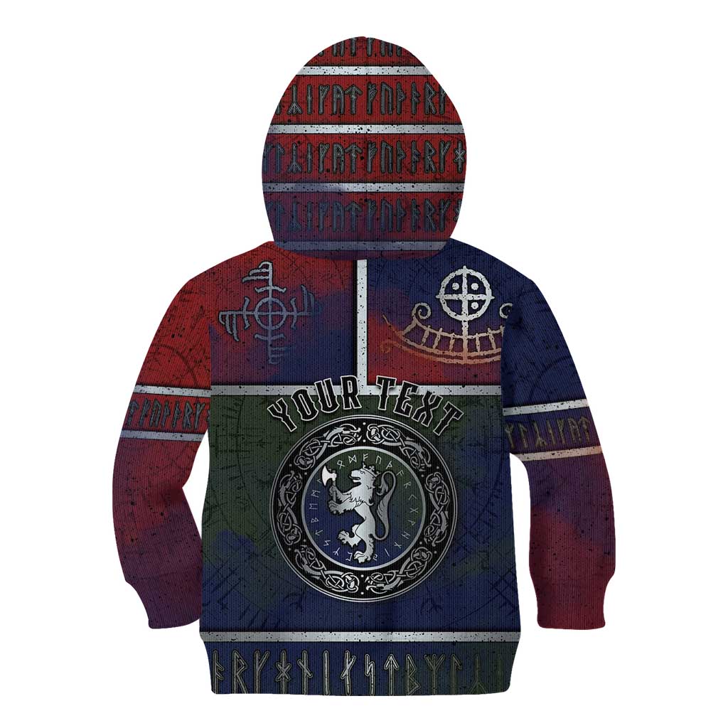 Personalized Norwegian Empire Kid Hoodie Ancient Viking Patterns - Wonder Print Shop